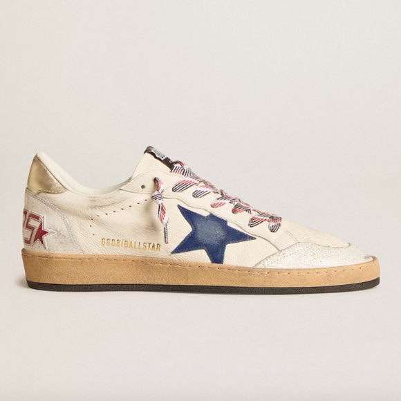 GOLDEN GOOSE - Men's Ball Star in White Leather/Blue Star - MSRP $585.00 - BNIB - Picture 1 of 5